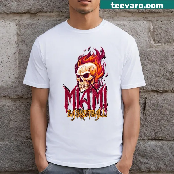 Miami basketball themed Halloween T-shirt with playful graphics