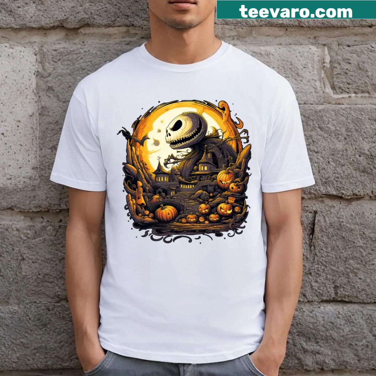 Playful cartoon monsters on a Halloween T-shirt — on a men's t-shirt