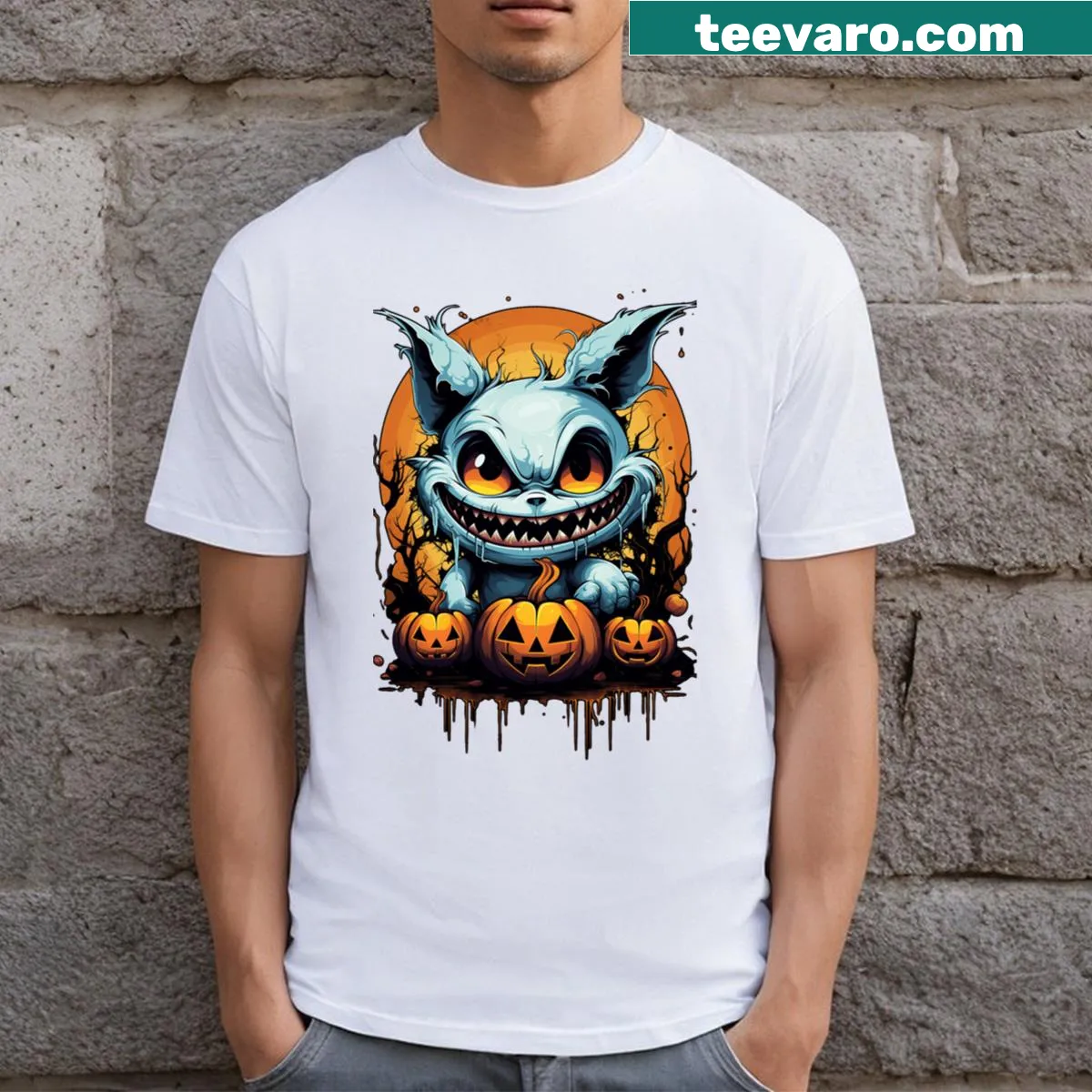 Cartoon villains Halloween tee with charming illustrations — on a men's t-shirt