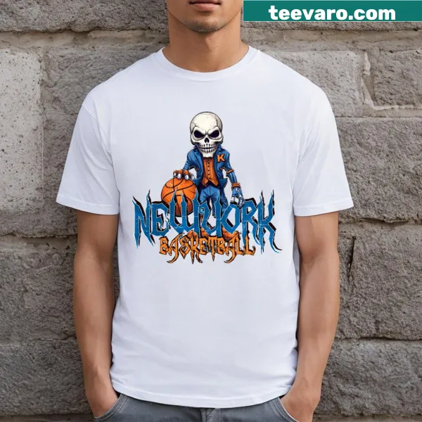 New York basketball themed Halloween T-shirt with whimsical design