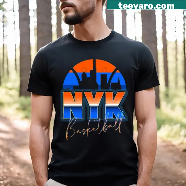 Retro 90s chrome skyline basketball T-shirt