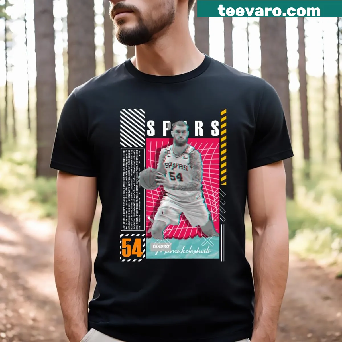 T-shirt featuring Sandro Mamukelashvili design as a poster with Spurs theme — on a men's t-shirt