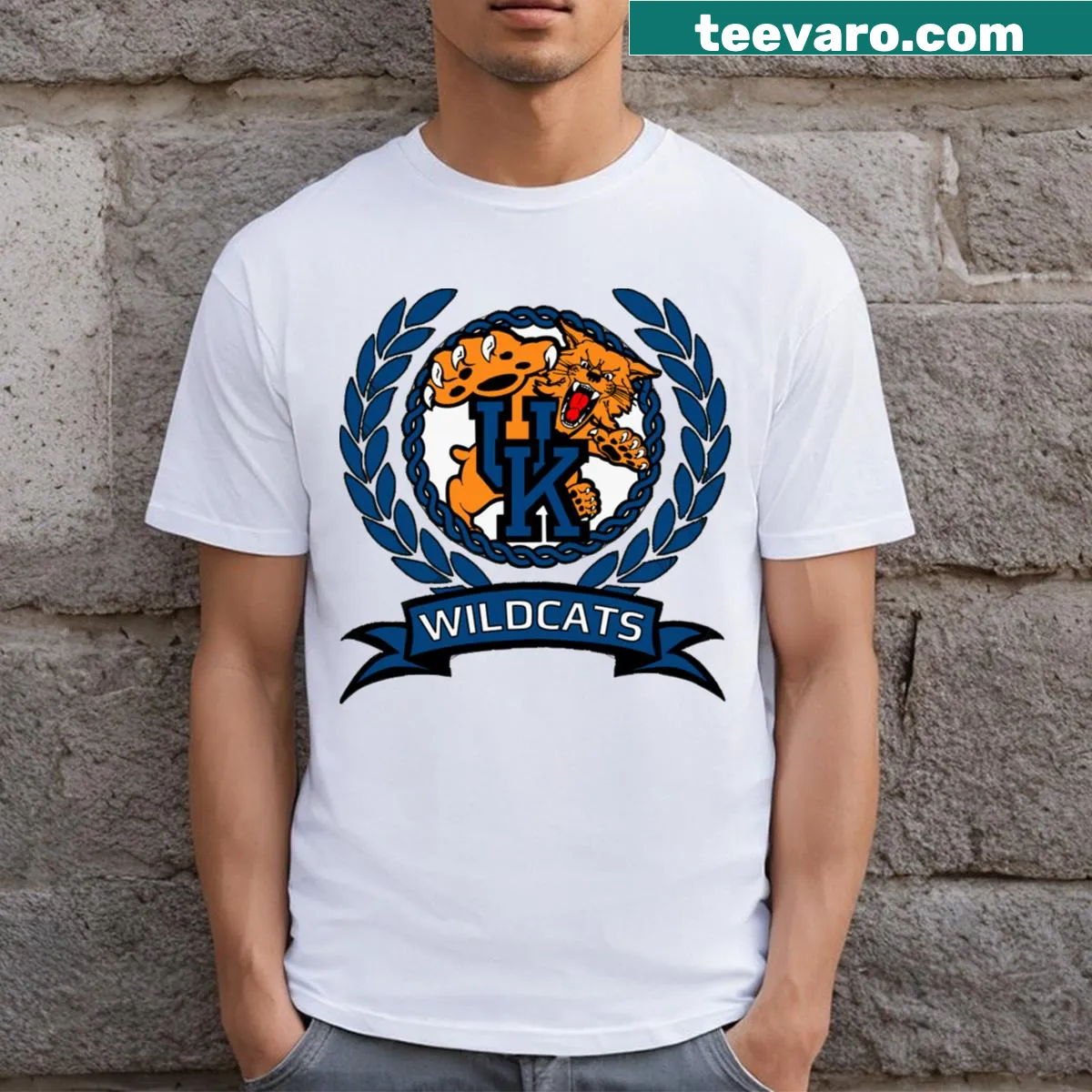 90s style Wildcats T-shirt with bold typography — on a men's t-shirt