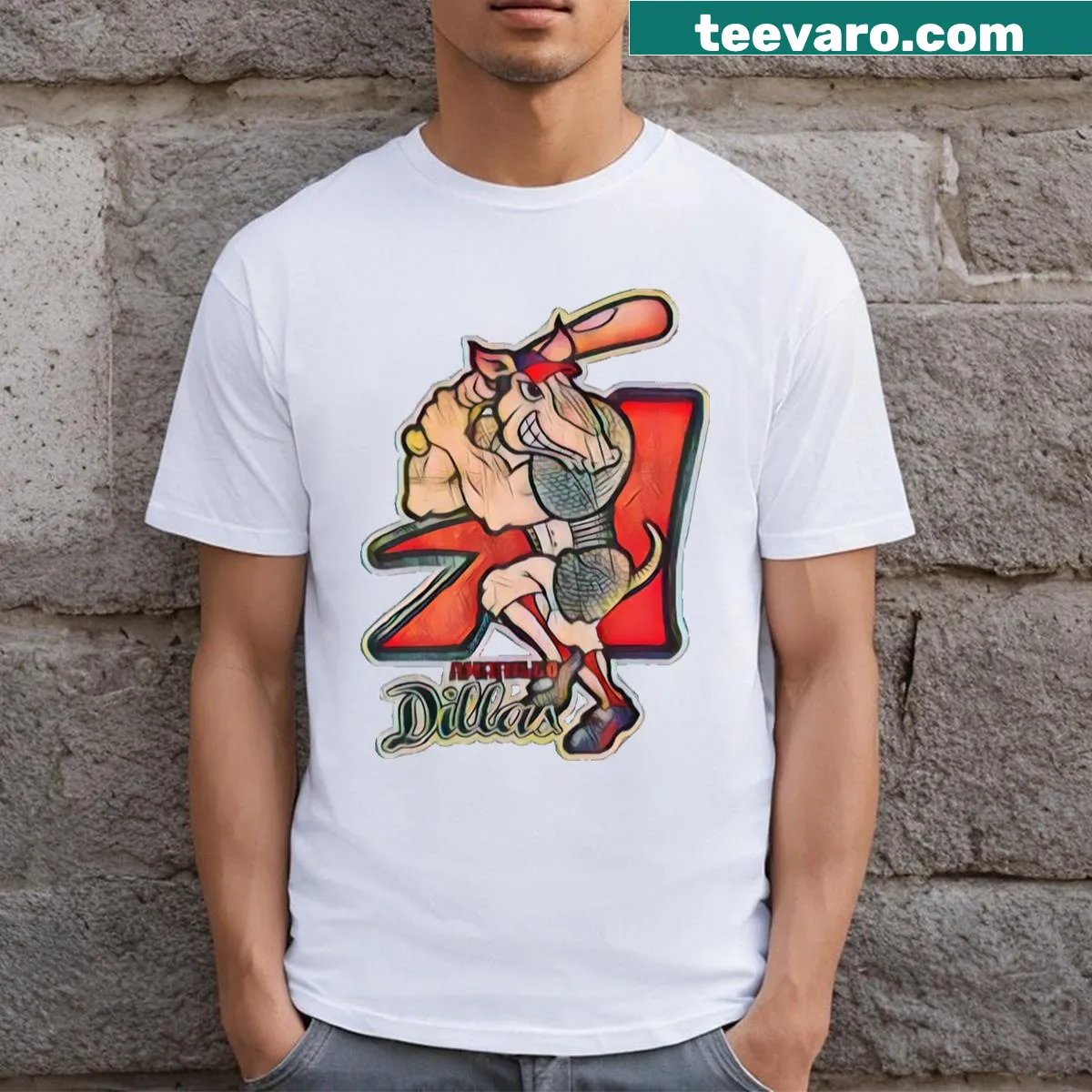 Illustration of Amarillo Dillas baseball mascot on a t-shirt — on a men's t-shirt