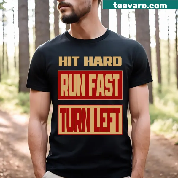 Funny baseball t-shirt with humorous slogan about hitting and running