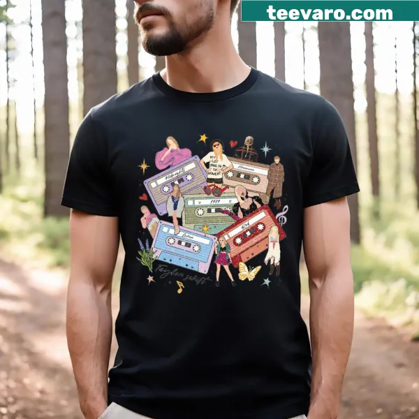 Funny cassette graphic t-shirt with retro music theme