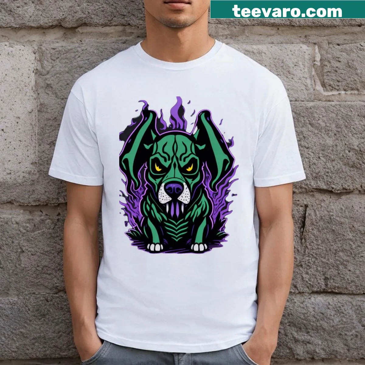Kawaii Great Dane Halloween sticker design t-shirt — on a men's t-shirt