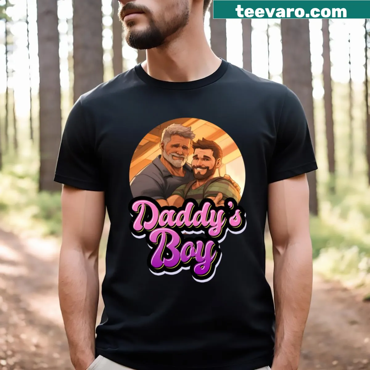 Cute Daddy's Boy t-shirt with a humorous graphic design — on a men's t-shirt