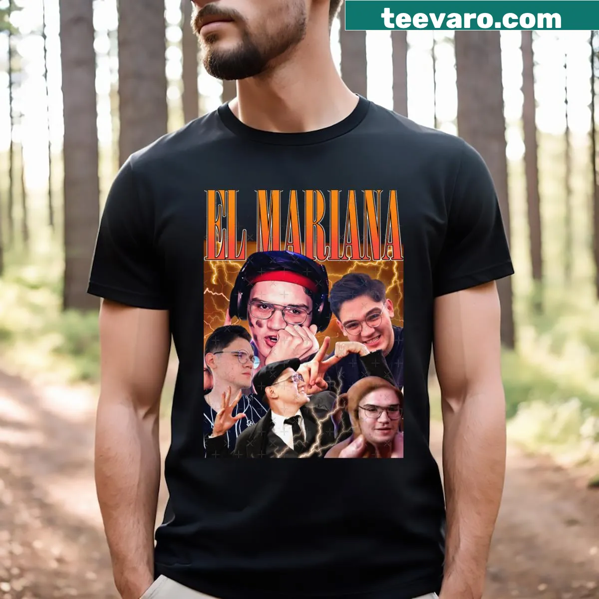 Vintage Elmariana Streamer t-shirt with retro design — on a men's t-shirt
