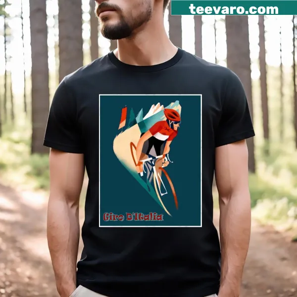 Whimsical abstract bicycle racing graphic T-shirt inspired by Giro D'Italia