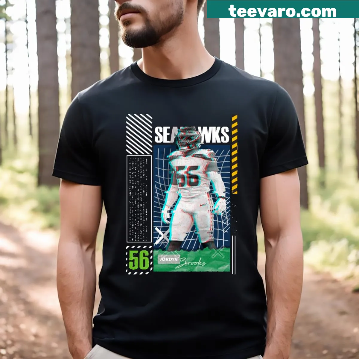 Football-themed t-shirt featuring Jordyn Brooks graphic — on a men's t-shirt
