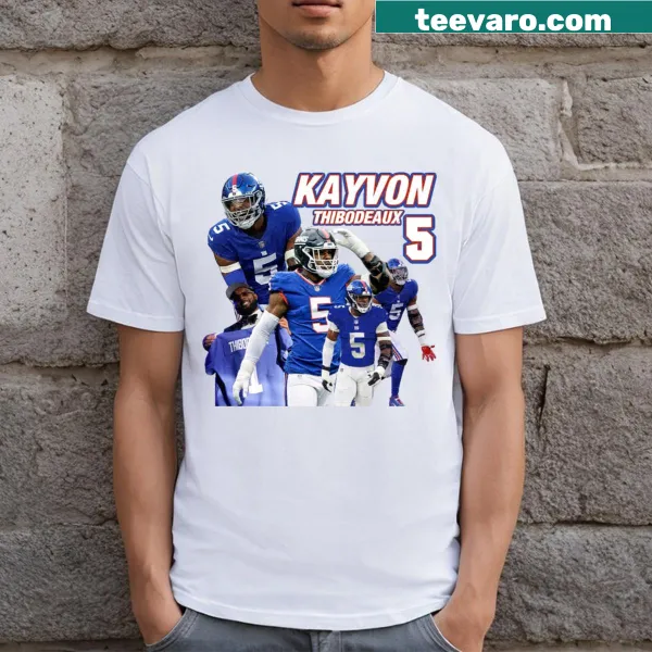 New York Giants t-shirt featuring Kayvon Thibodeaux graphic