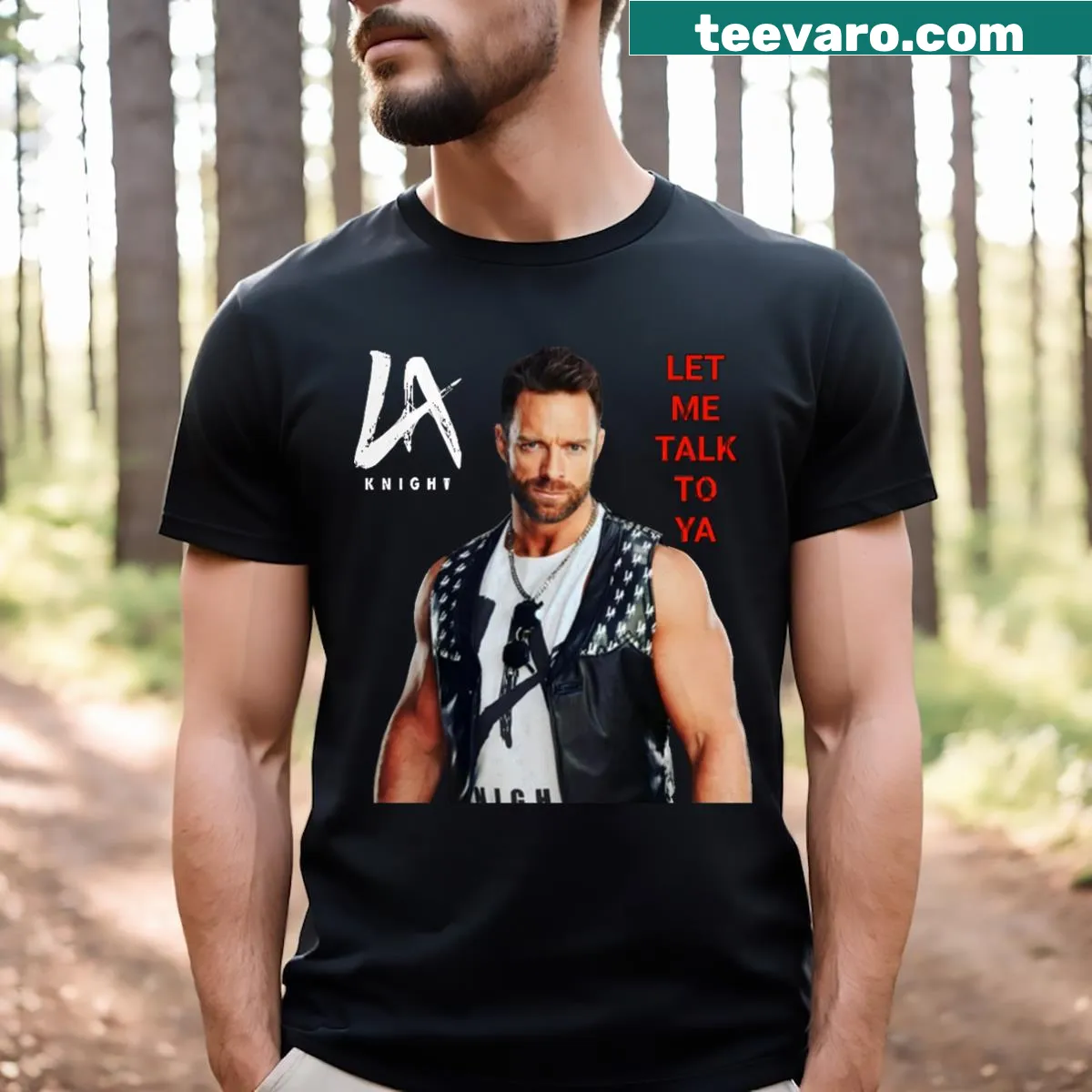 Humorous T-shirt with 'Let Me Talk To Ya' for La Knight fans. — on a men's t-shirt