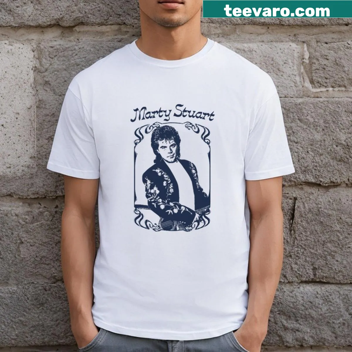 Vintage-style Marty Stuart fan art T-shirt — on a men's t-shirt