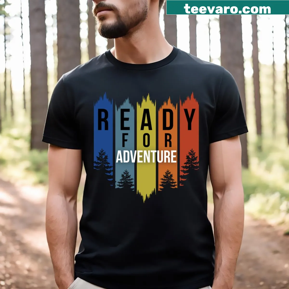 Ready For Adventure T-shirt with inspiring typography — on a men's t-shirt