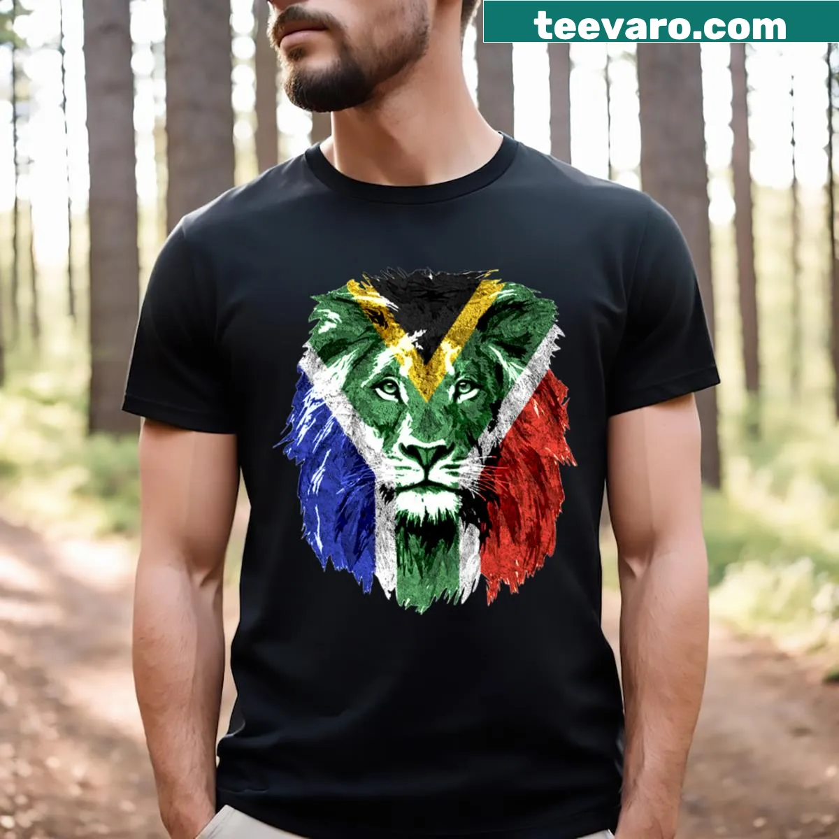 Playful lion-themed T-shirt celebrating wildlife lovers. — on a men's t-shirt