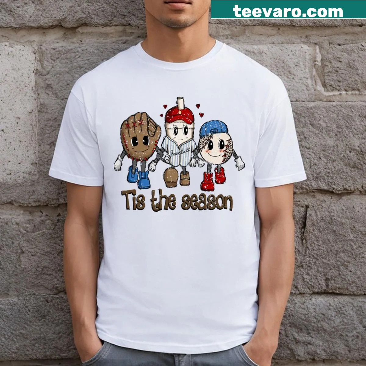 Cute funny holiday t-shirt with playful text design — on a men's t-shirt