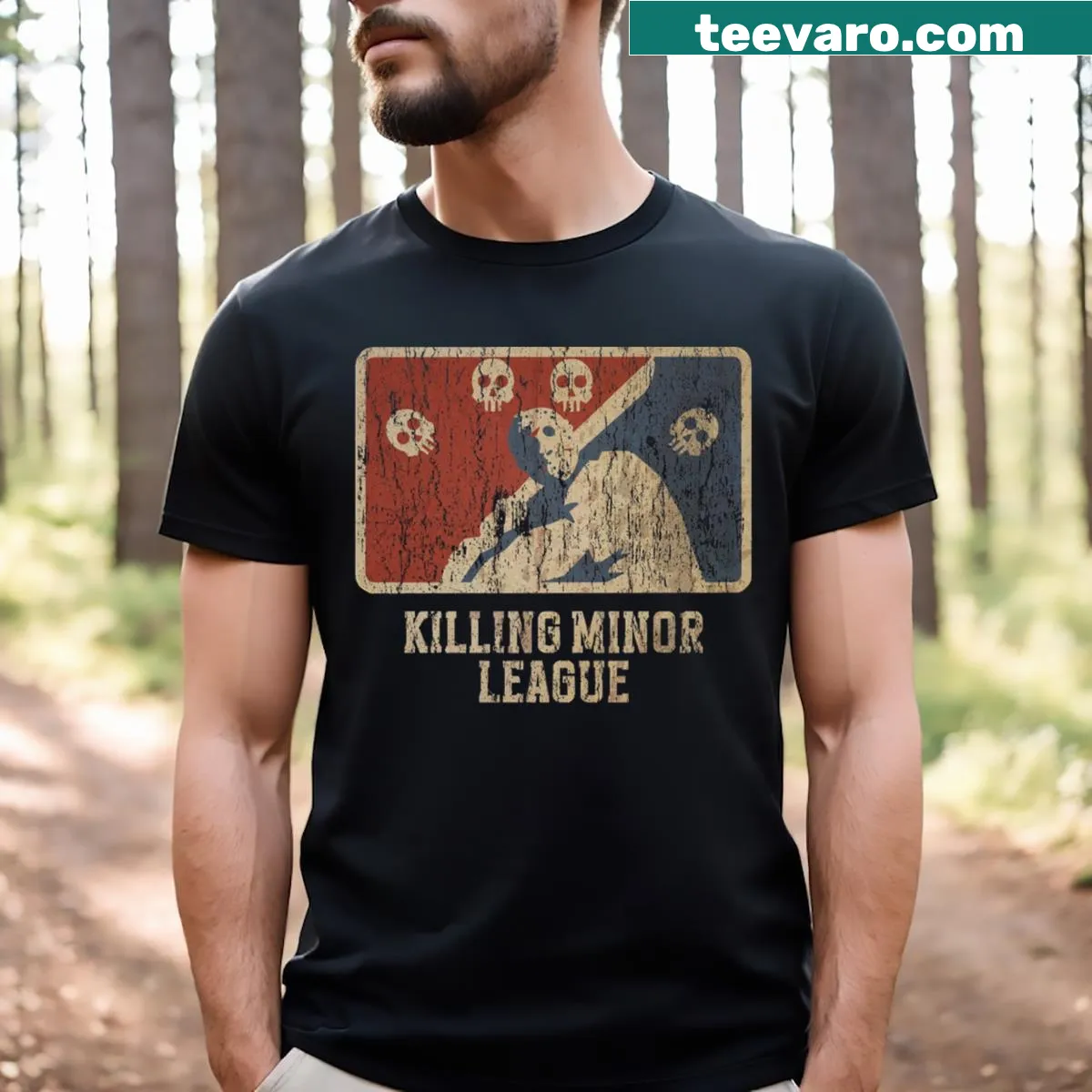 Vintage-style Killing Minors League T-shirt with retro graphics — on a men's t-shirt
