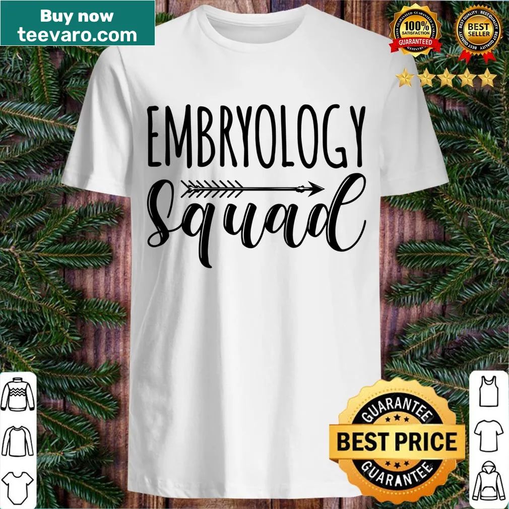 Funny T-shirt for embryologists with 'Embryology Squad' text — on a men's t-shirt