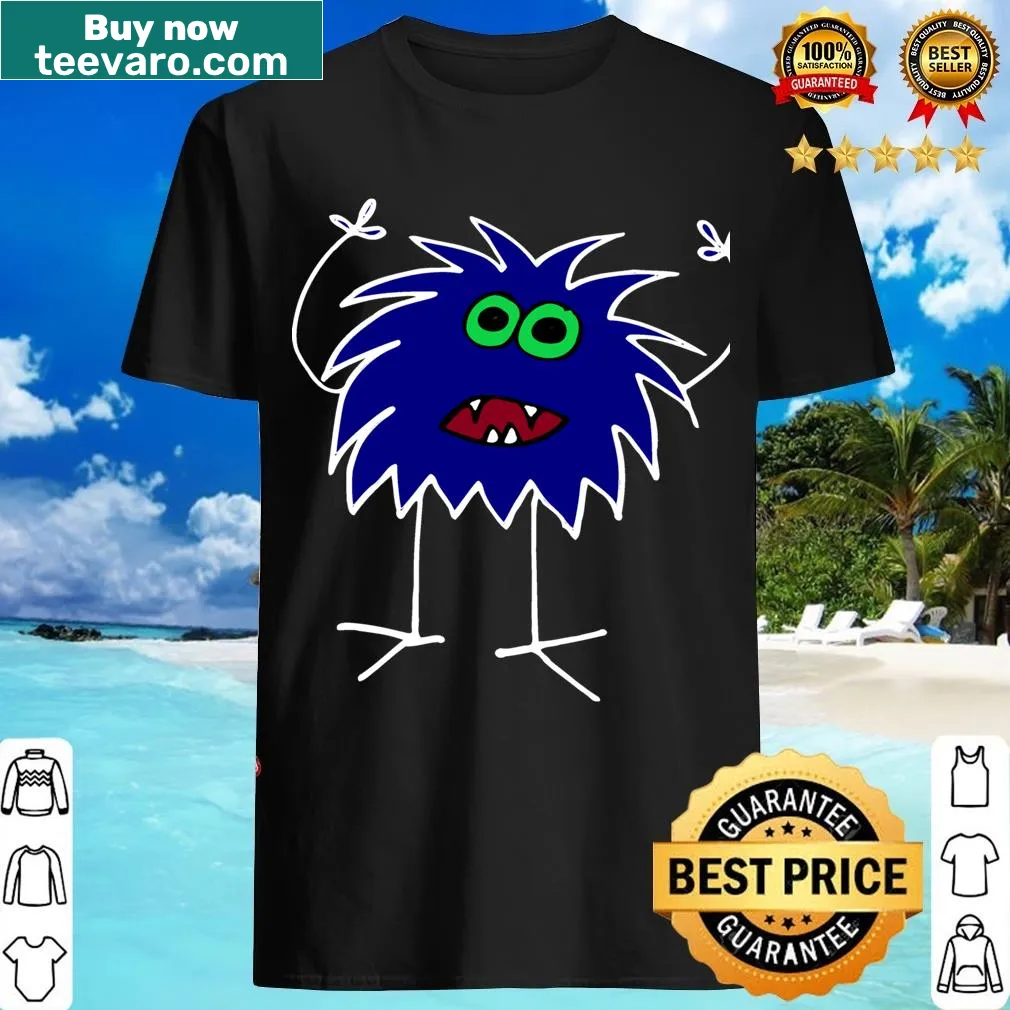 Quirky blue alien graphic t-shirt with a playful design — on a men's t-shirt