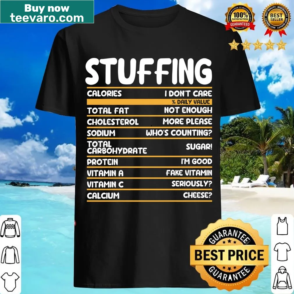 Funny Thanksgiving T-shirt featuring stuffing-themed graphics — on a men's t-shirt