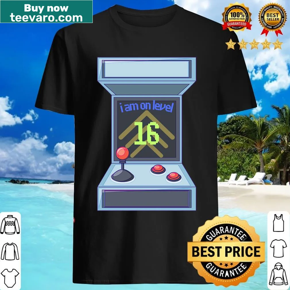 Funny birthday shirt with a gaming level up quote — on a men's t-shirt