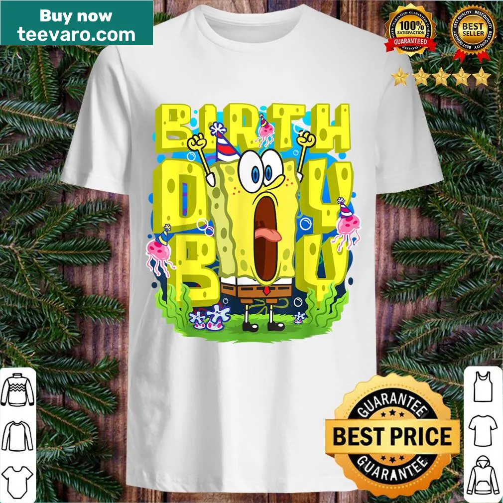 SpongeBob SquarePants birthday t-shirt for boys with a funny design. — on a men's t-shirt