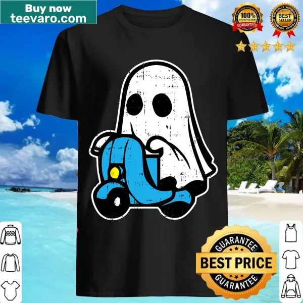 Ghost riding motorcycle illustration on a Halloween t-shirt