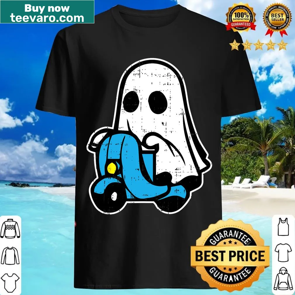 Ghost riding motorcycle illustration on a Halloween t-shirt — on a men's t-shirt