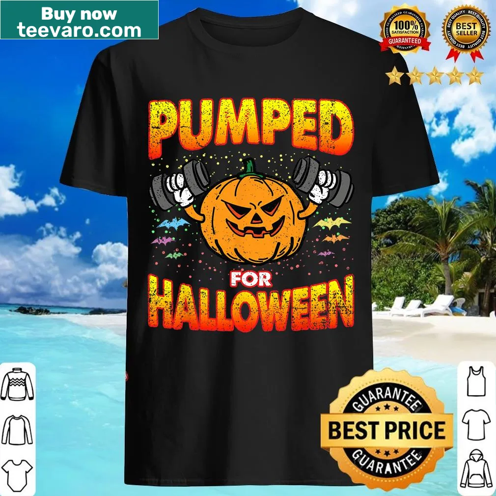 Halloween-themed gym T-shirt with a playful fitness design — on a men's t-shirt