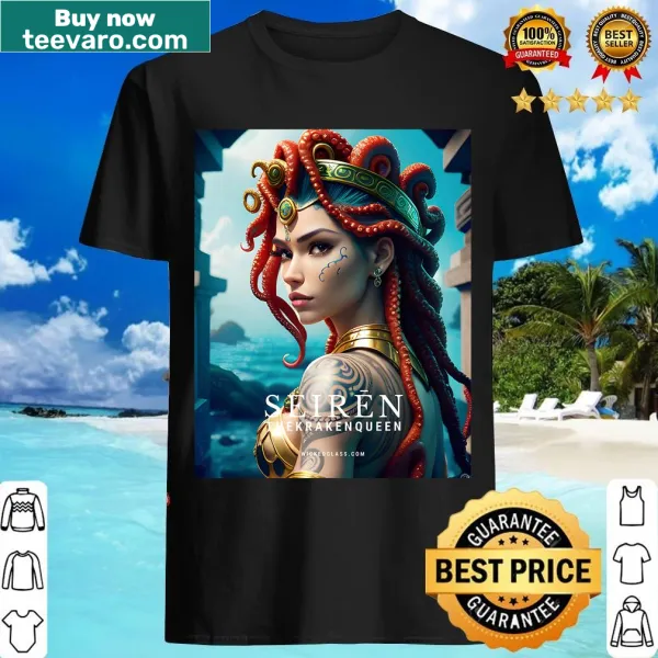 Cartoon Kraken Queen design on a whimsical t-shirt