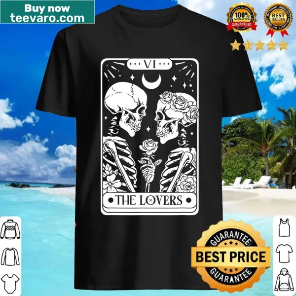 Retro Lovers tarot card design for Halloween celebrations.