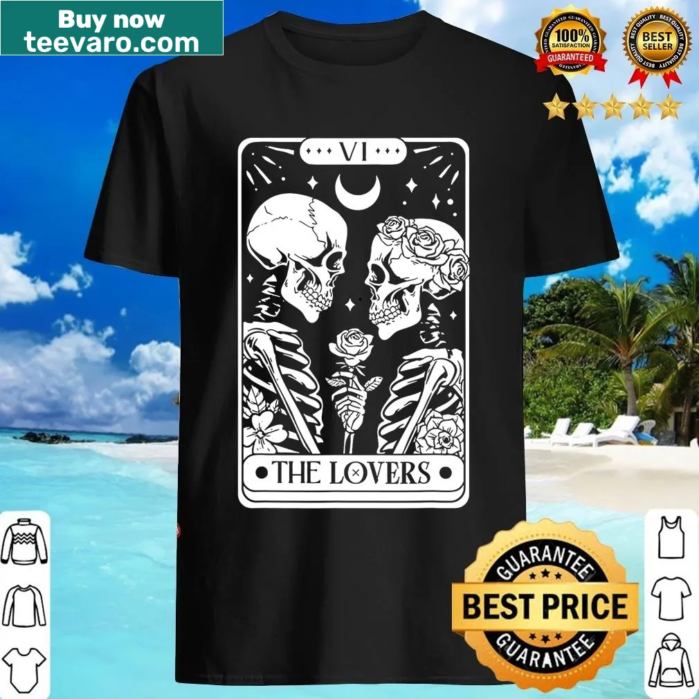 Retro Lovers tarot card design for Halloween celebrations. — on a men's t-shirt
