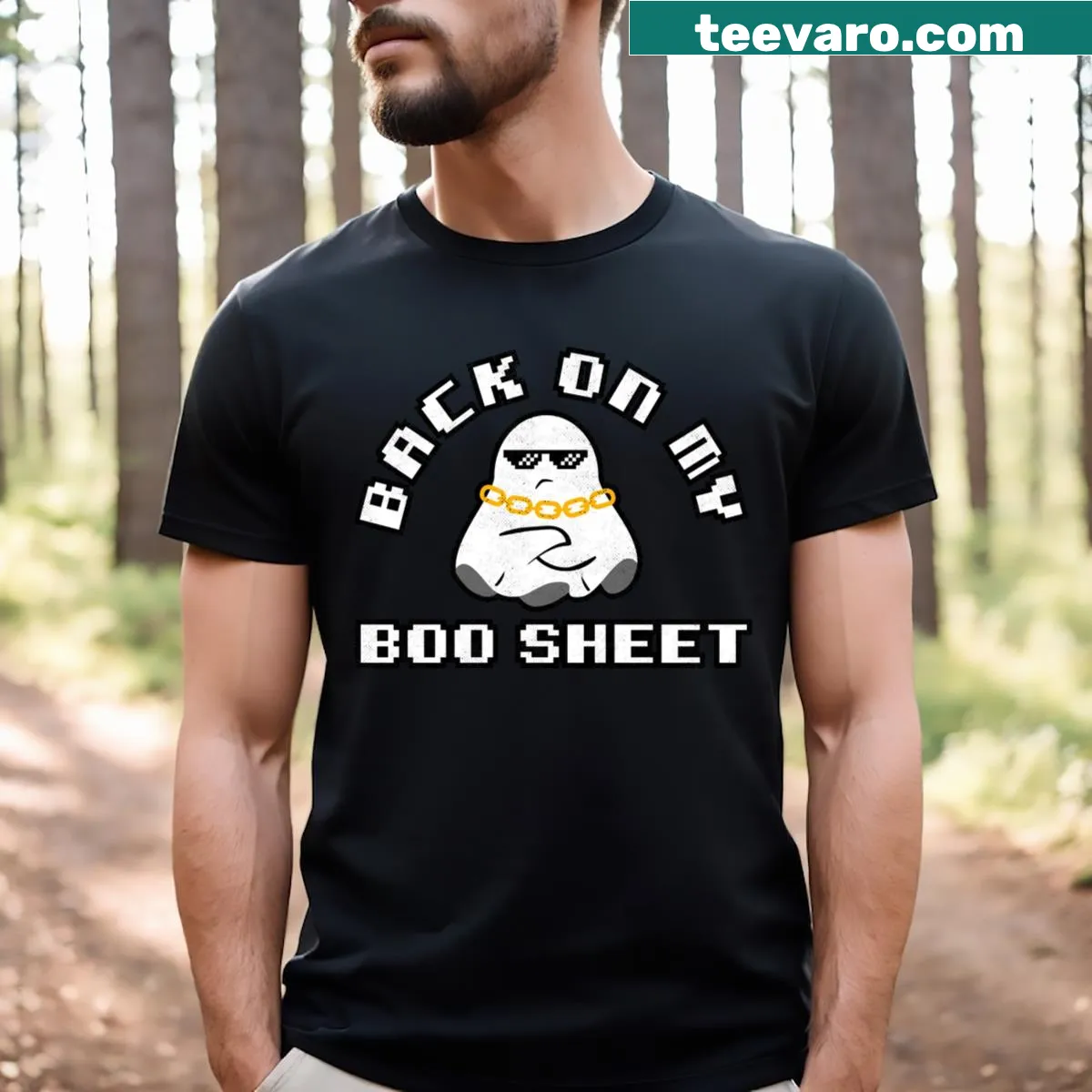 Funny Halloween-themed T-shirt with clever text — on a men's t-shirt