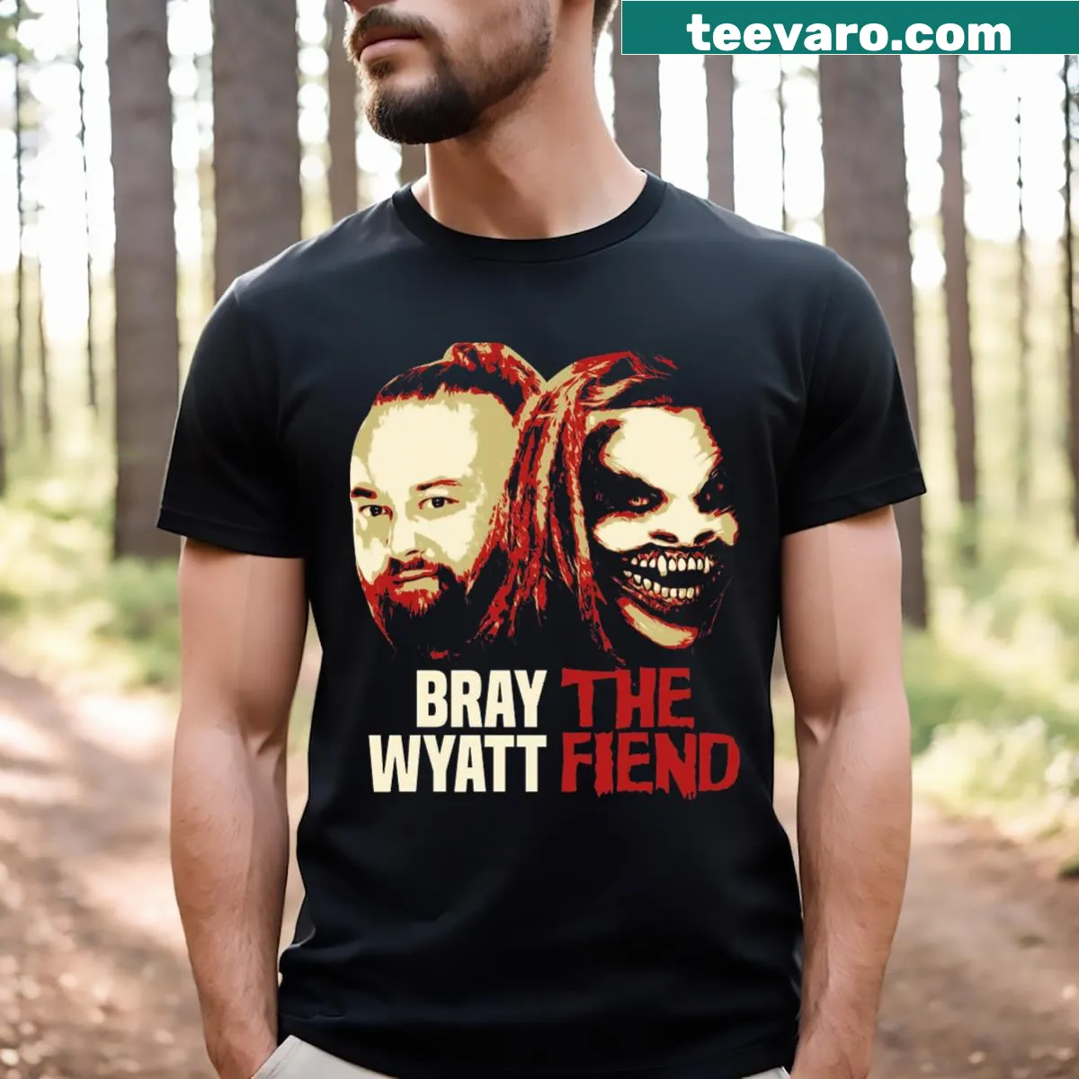 Bray Wyatt The Fiend T-shirt with horror-themed graphic — on a men's t-shirt