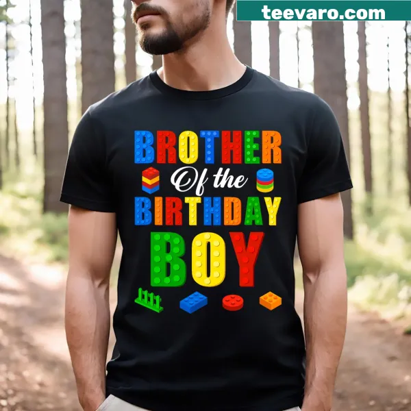 Cute birthday shirt for boys featuring building blocks illustration