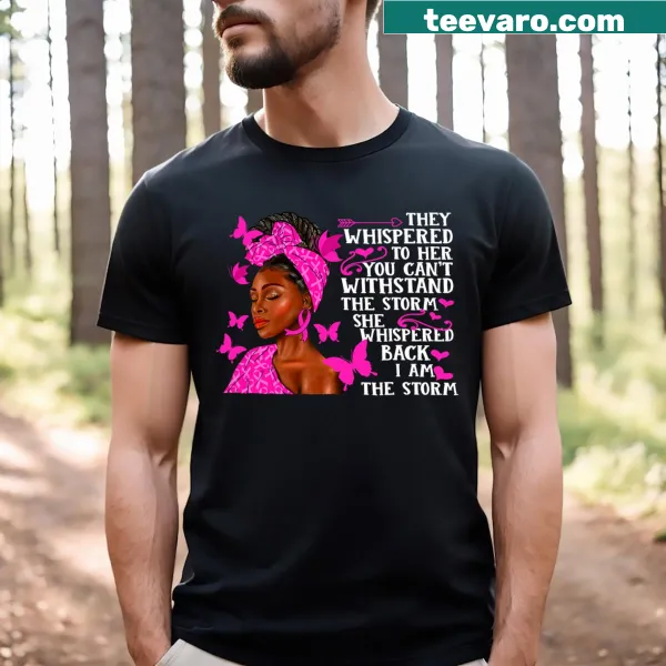 Strong breast cancer awareness t-shirt with a pink ribbon design