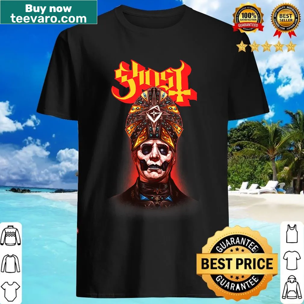 Ghost band portrait graphic t-shirt featuring Papa 4 — on a men's t-shirt
