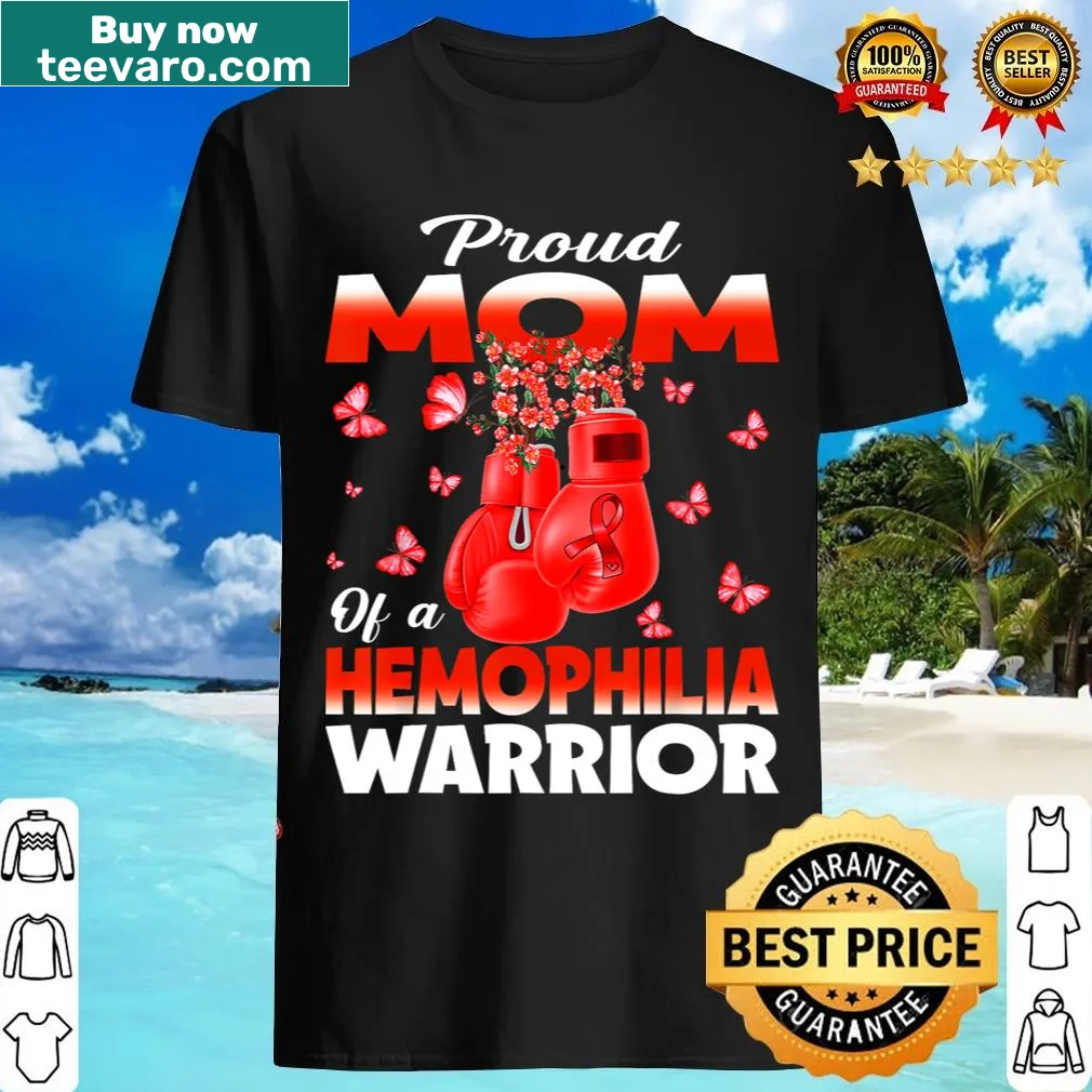 Text 'Proud Mom Of A Hemophilia Warrior' for awareness — on a men's t-shirt