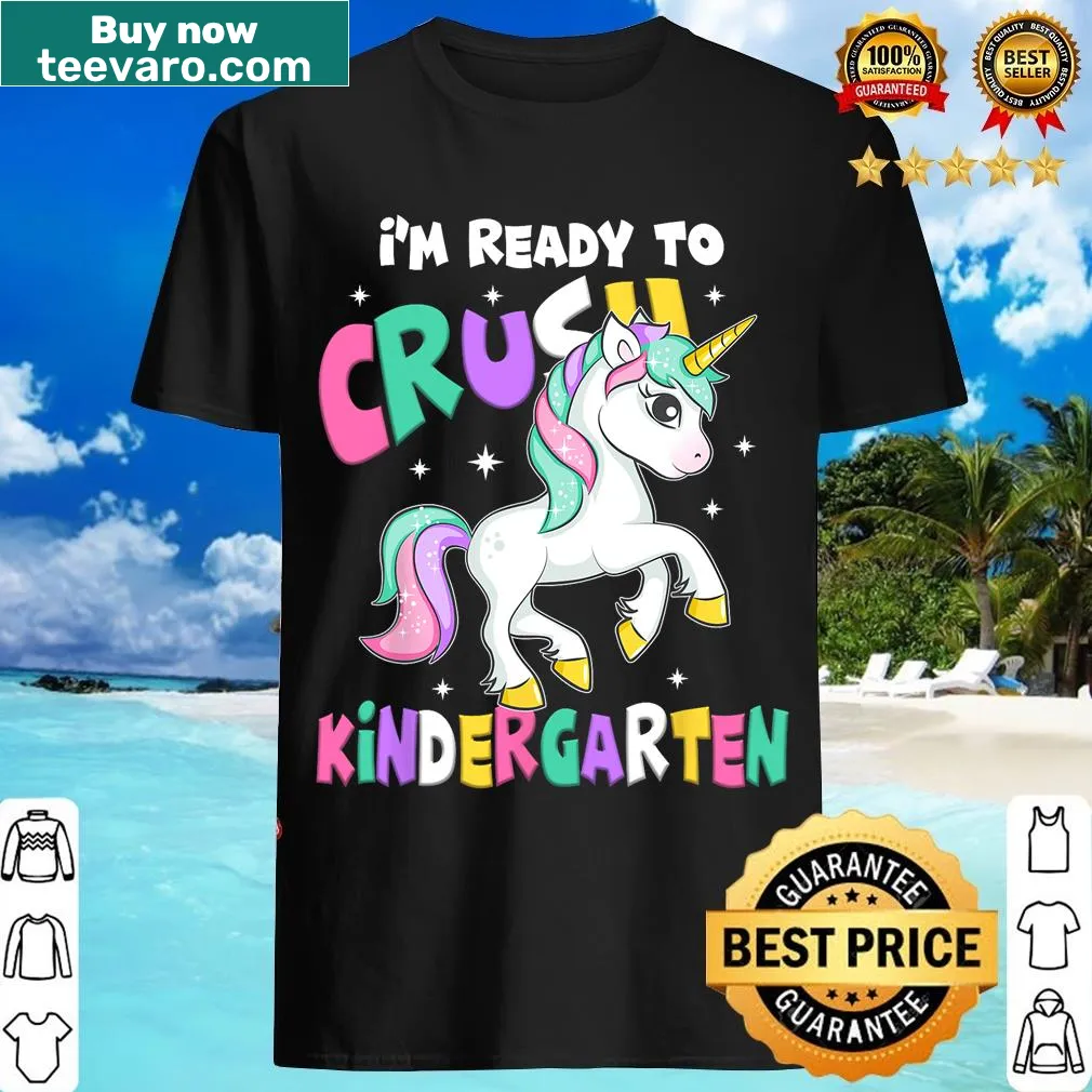 Unicorn graphic t-shirt for kids' first day of kindergarten — on a men's t-shirt