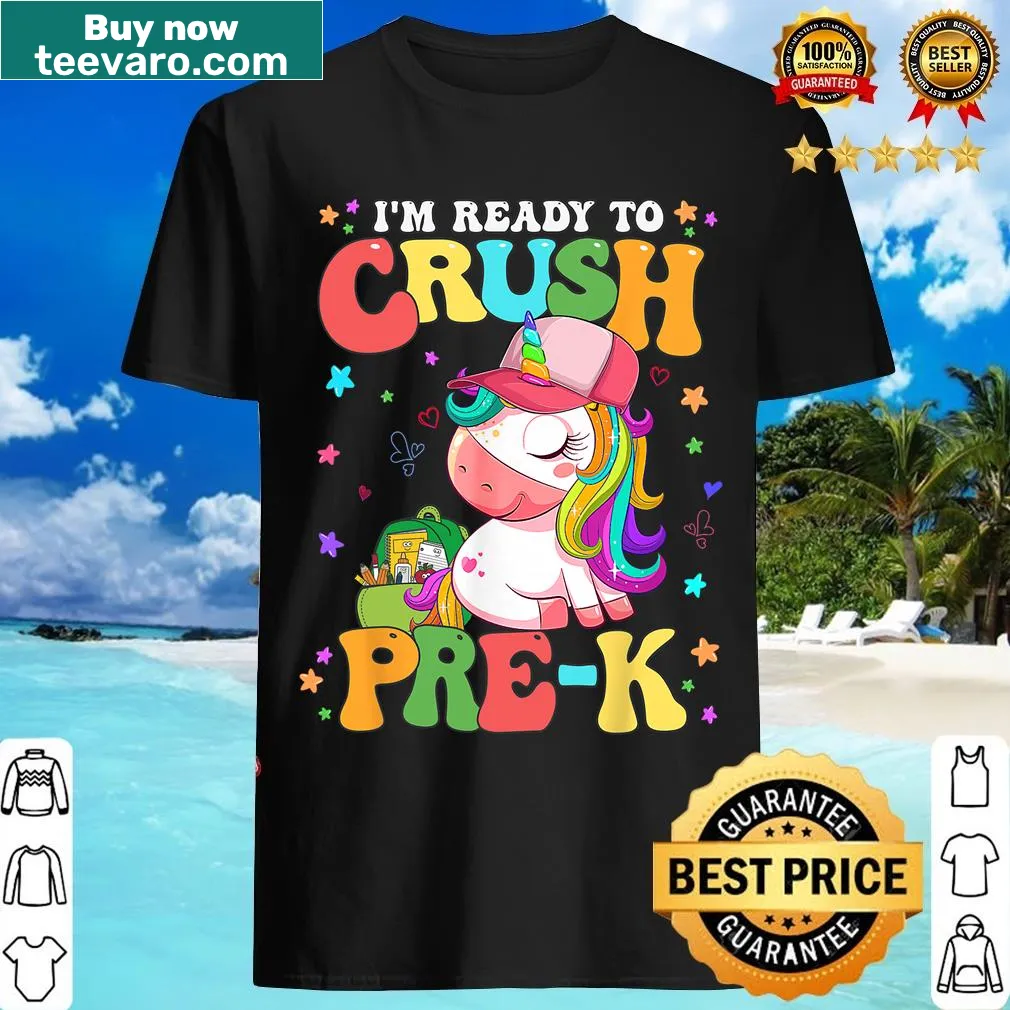 Illustrated unicorn graphic on a girls back-to-school t-shirt — on a men's t-shirt