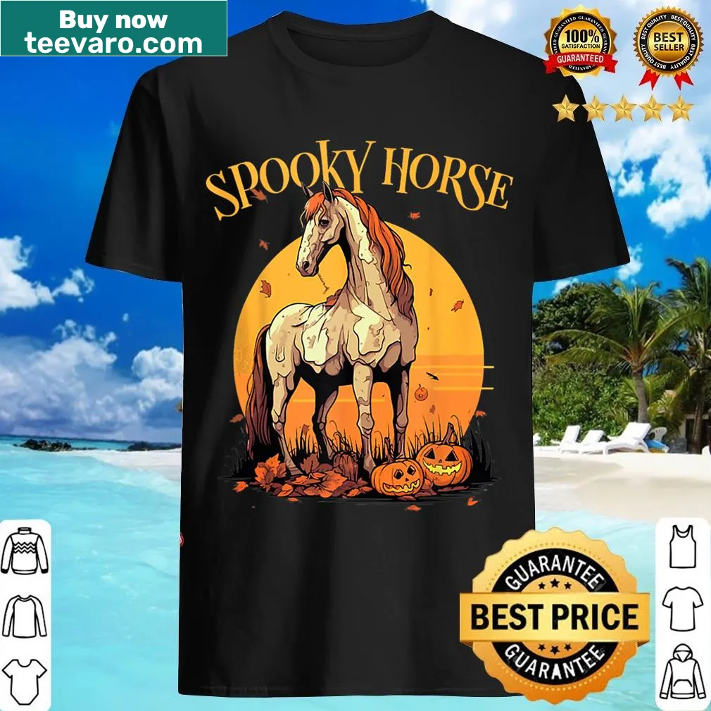 Cartoon spooky horse design for kids' Halloween t-shirt — on a men's t-shirt
