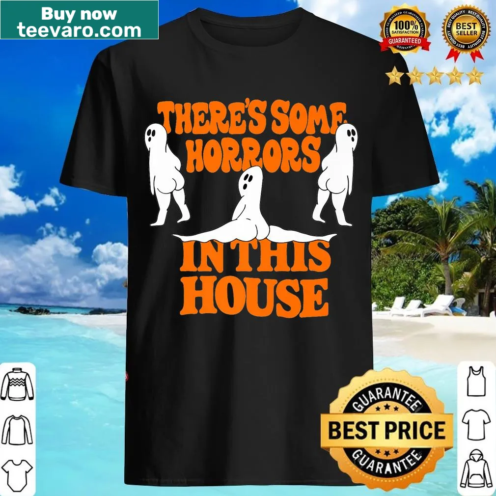 Halloween t-shirt with the phrase 'There's Some Horrors In This House' — on a men's t-shirt