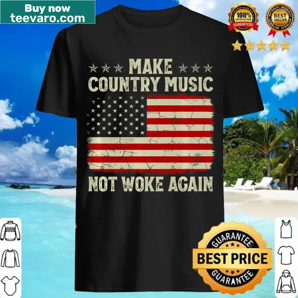Vintage shirt with American flag and 'Make Country Music Not Woke Again' text