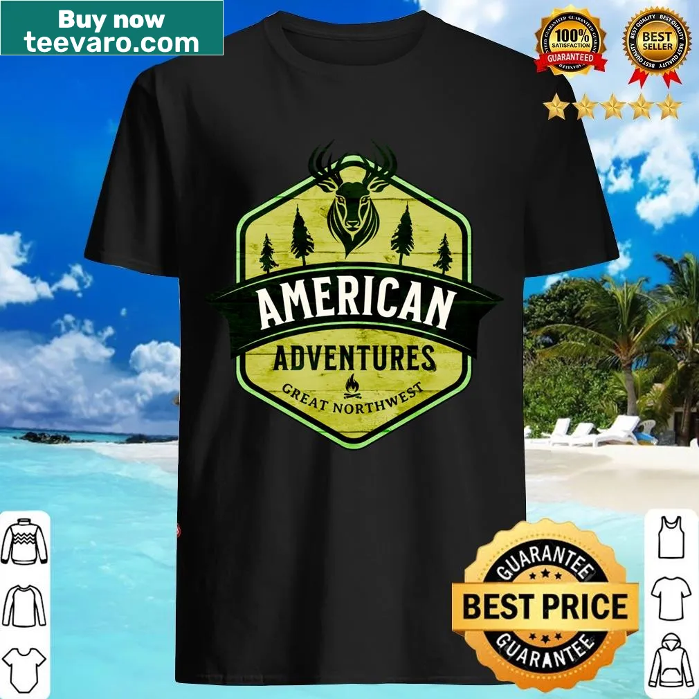 Great Northwest themed adventure T-shirt — on a men's t-shirt
