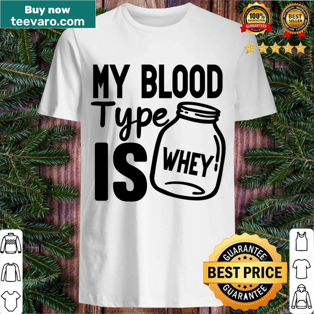 Funny t-shirt with a gym quote about whey powder — on a men's t-shirt