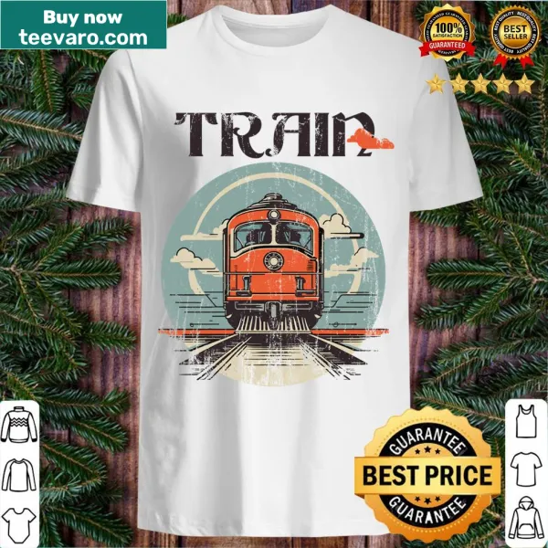 Vintage train vector design t-shirt with classic train illustration