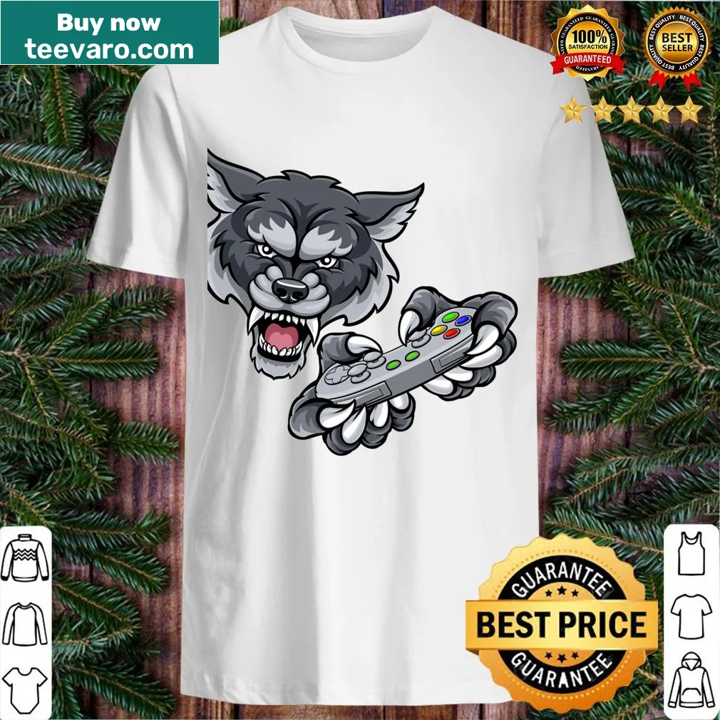 Whimsical wolf and balloon t-shirt design for kids. — on a men's t-shirt