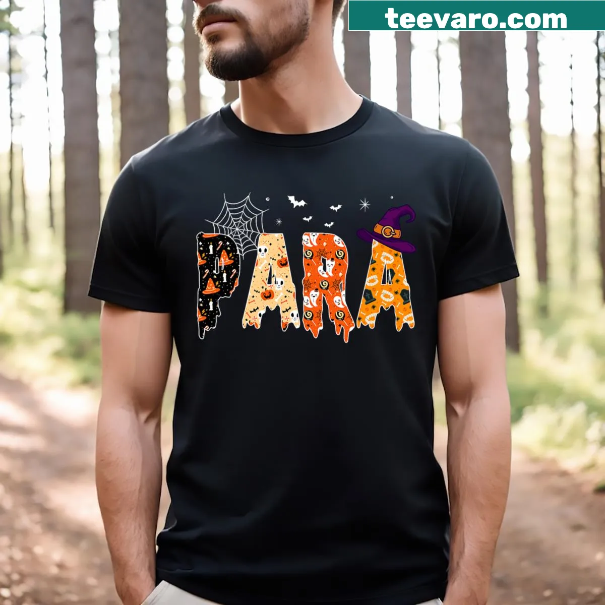 Cute ghost graphic for teacher Halloween t-shirt — on a men's t-shirt