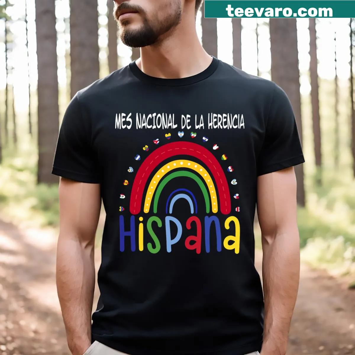 Hispanic Heritage Month T-shirt with cultural design — on a men's t-shirt